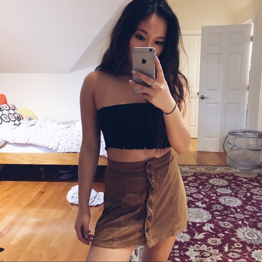 button-up mini skirt